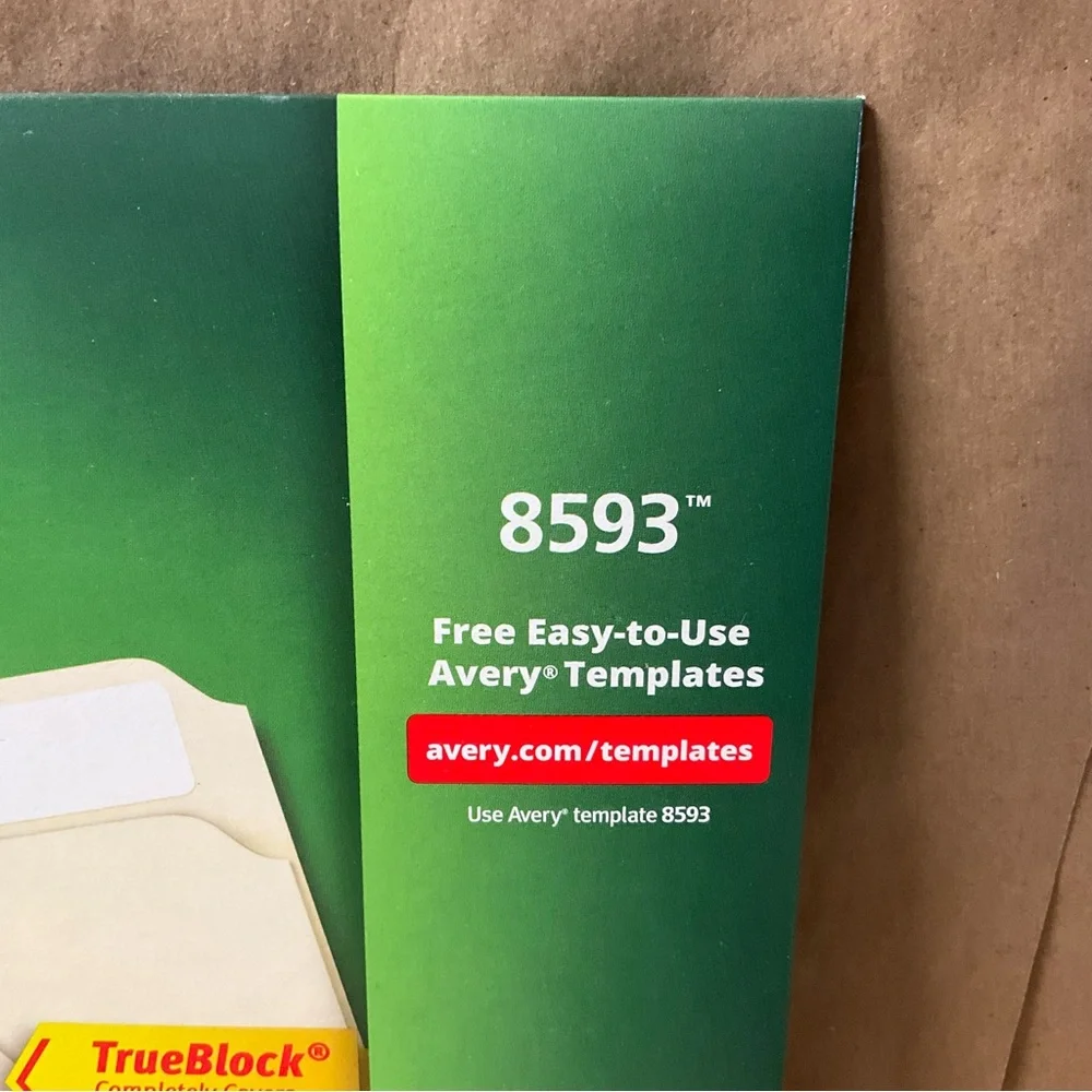 4 X Avery File Folder Labels 8593 1/3 Cut 2/3” X 3 7/16” White 150 Laser Inkjet